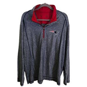Antigua New England Patriots Half-Zip Pullover Heather Navy Mock Neck Size XXL